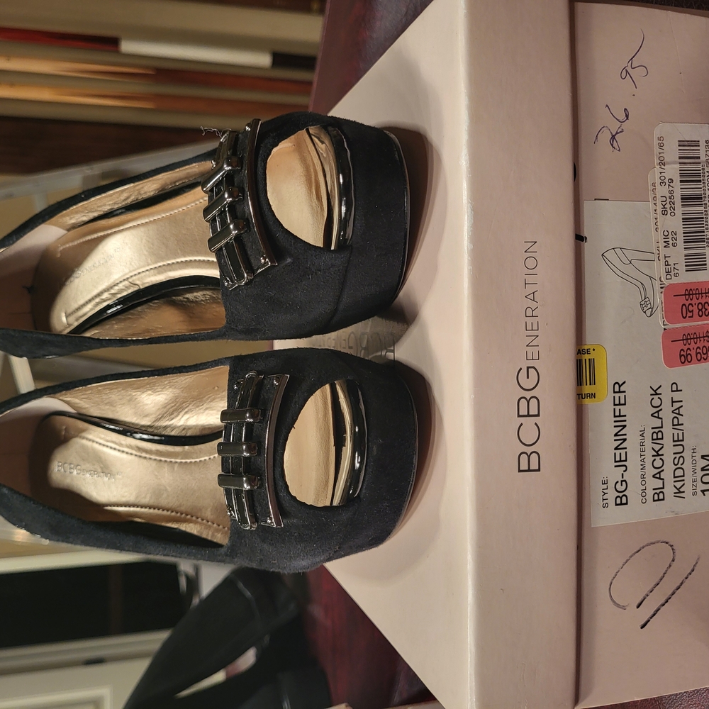 BCBGeneration Black Peep-Toe Platform Heels